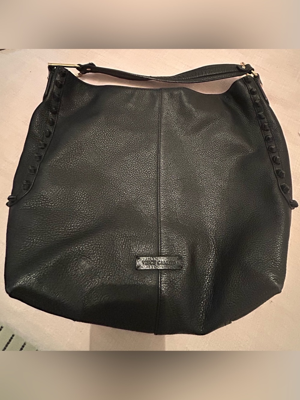 ✨Vince Camuto Black Pebbled
Leather Studded Hobo Bag Large